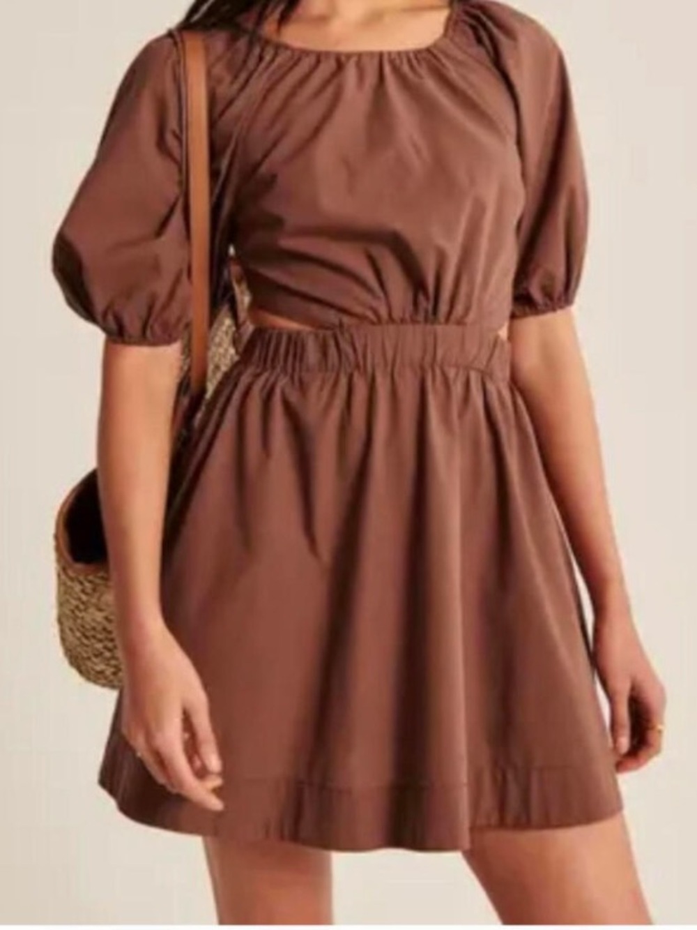 Abercrombie & Fitch Rust Brown Elastic-Waist Dress, Size M.